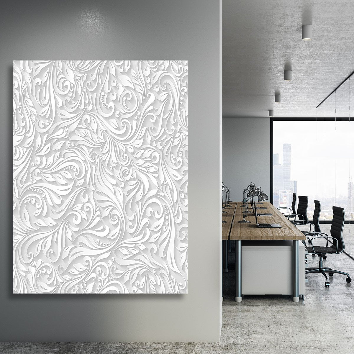 Seamless abstract white floral Canvas Print or Poster