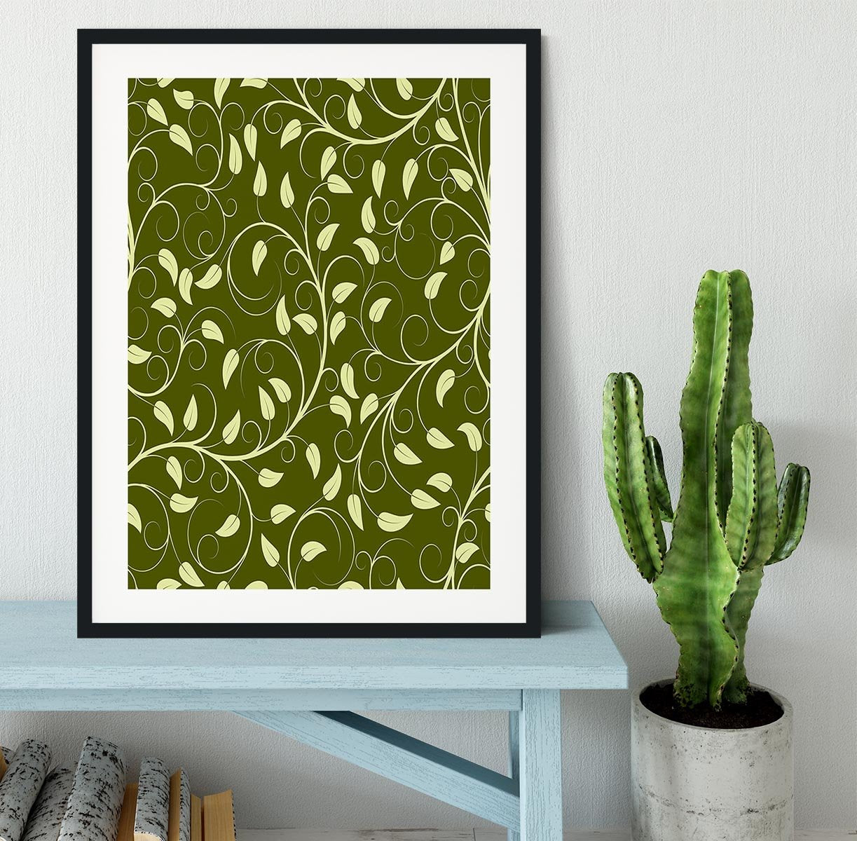 Seamless pattern from green plants Framed Print - Canvas Art Rocks - 1
