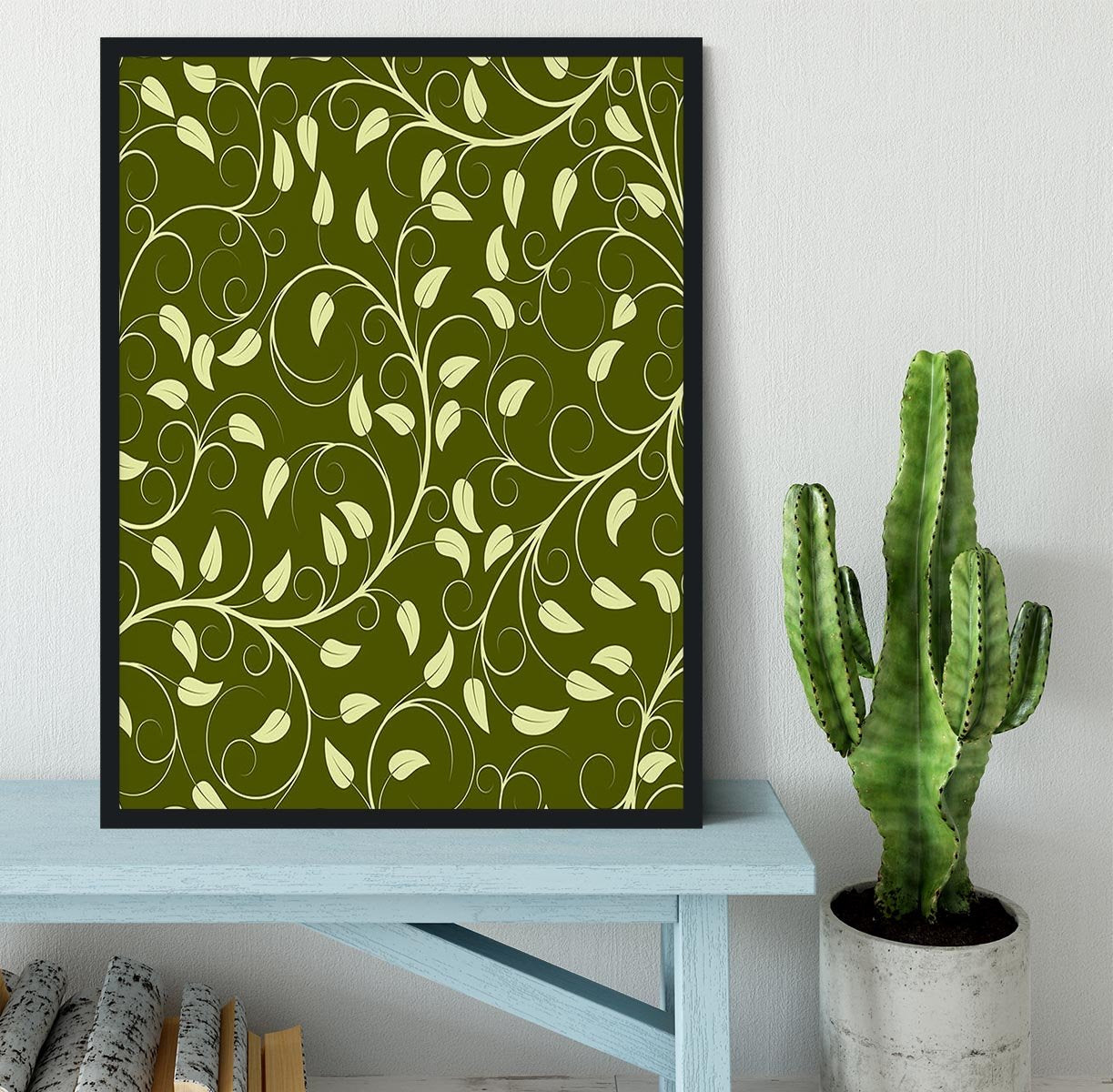 Seamless pattern from green plants Framed Print - Canvas Art Rocks - 2