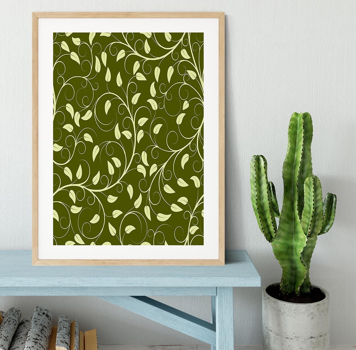 Seamless pattern from green plants Framed Print - Canvas Art Rocks - 3