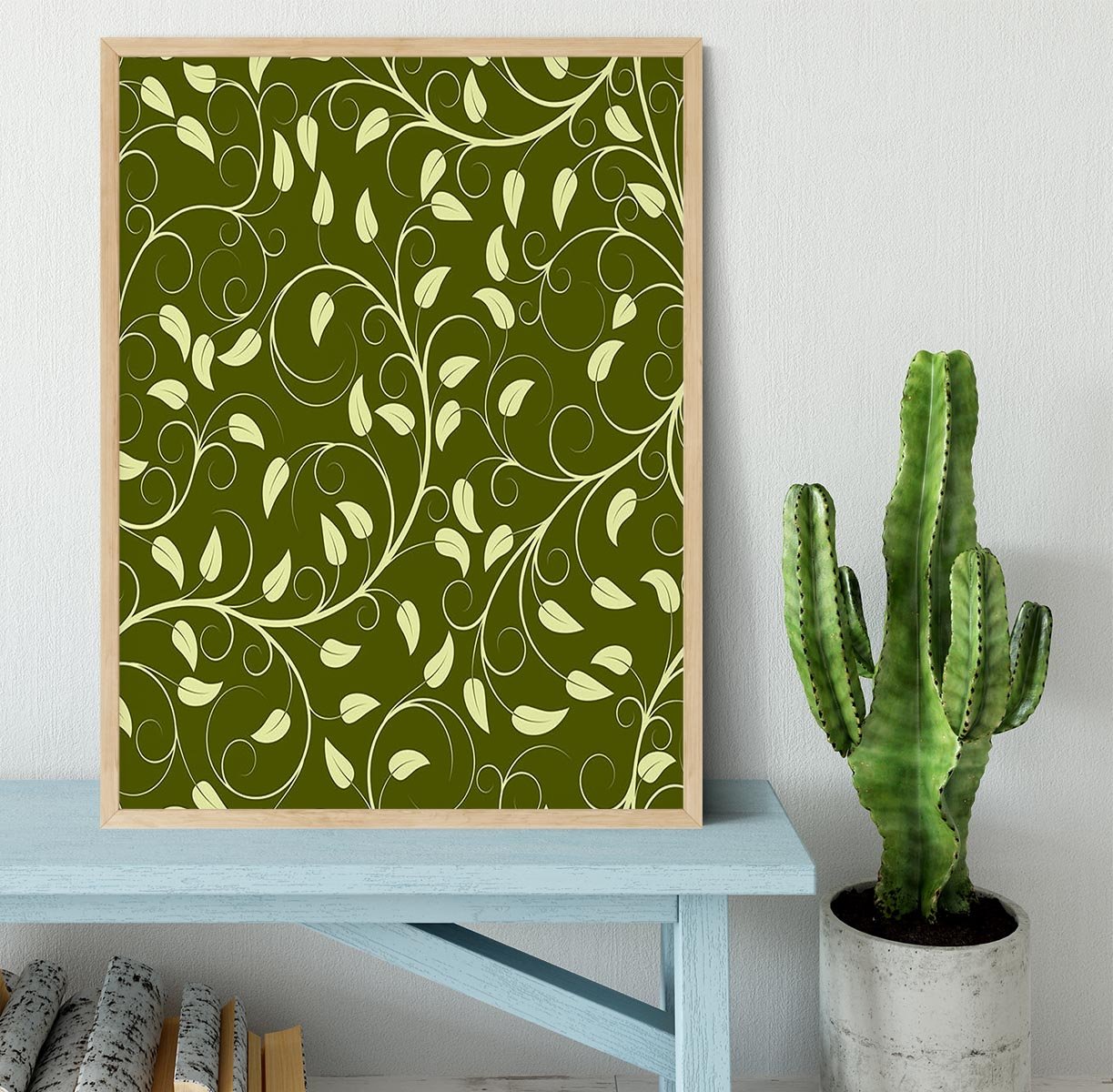 Seamless pattern from green plants Framed Print - Canvas Art Rocks - 4