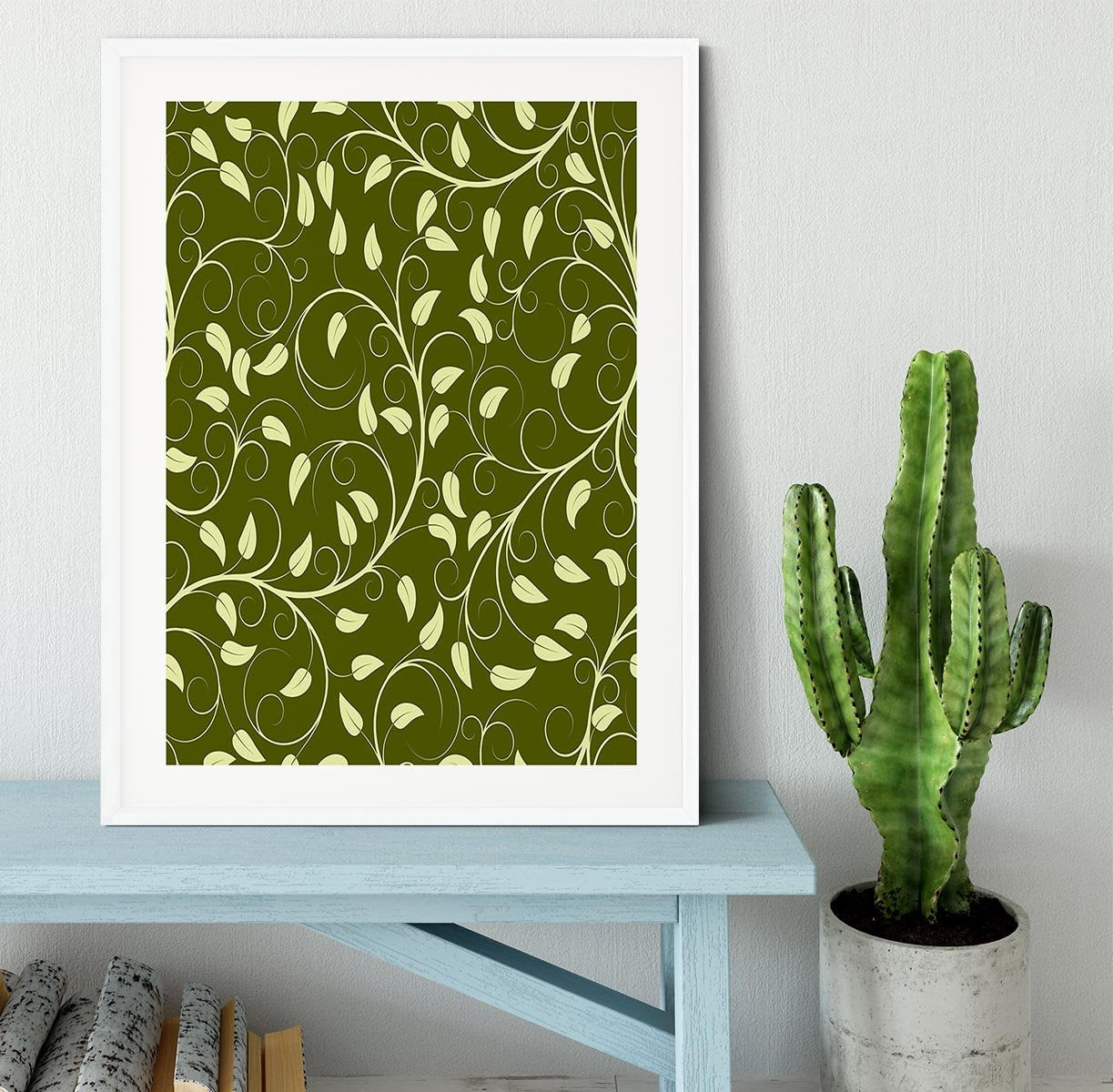 Seamless pattern from green plants Framed Print - Canvas Art Rocks - 5