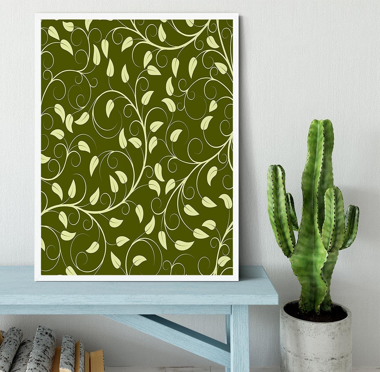 Seamless pattern from green plants Framed Print - Canvas Art Rocks -6