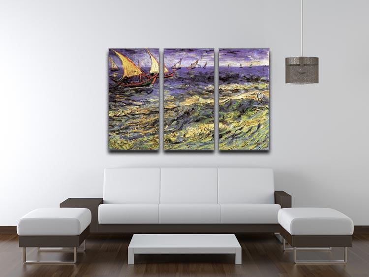 Seascape at Saintes-Maries by Van Gogh 3 Split Panel Canvas Print - Canvas Art Rocks - 4