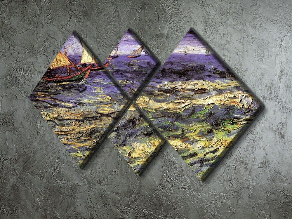 Seascape at Saintes-Maries by Van Gogh 4 Square Multi Panel Canvas - Canvas Art Rocks - 2