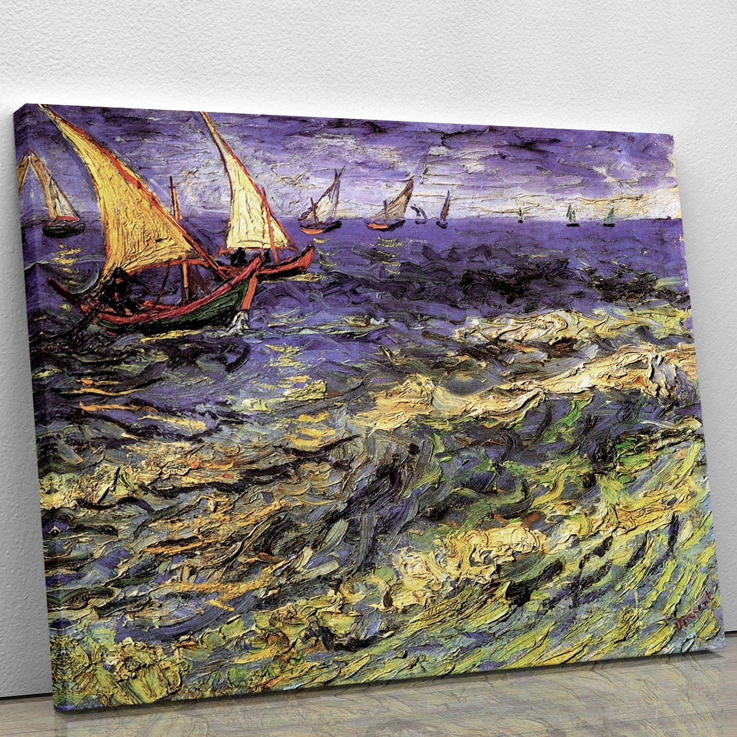 Seascape at Saintes-Maries by Van Gogh Canvas Print or Poster