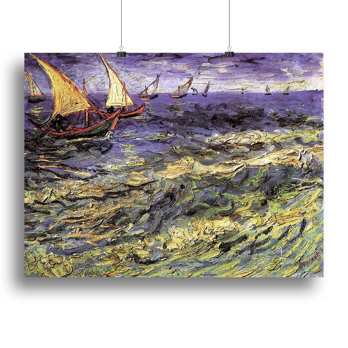 Seascape at Saintes-Maries by Van Gogh Canvas Print or Poster