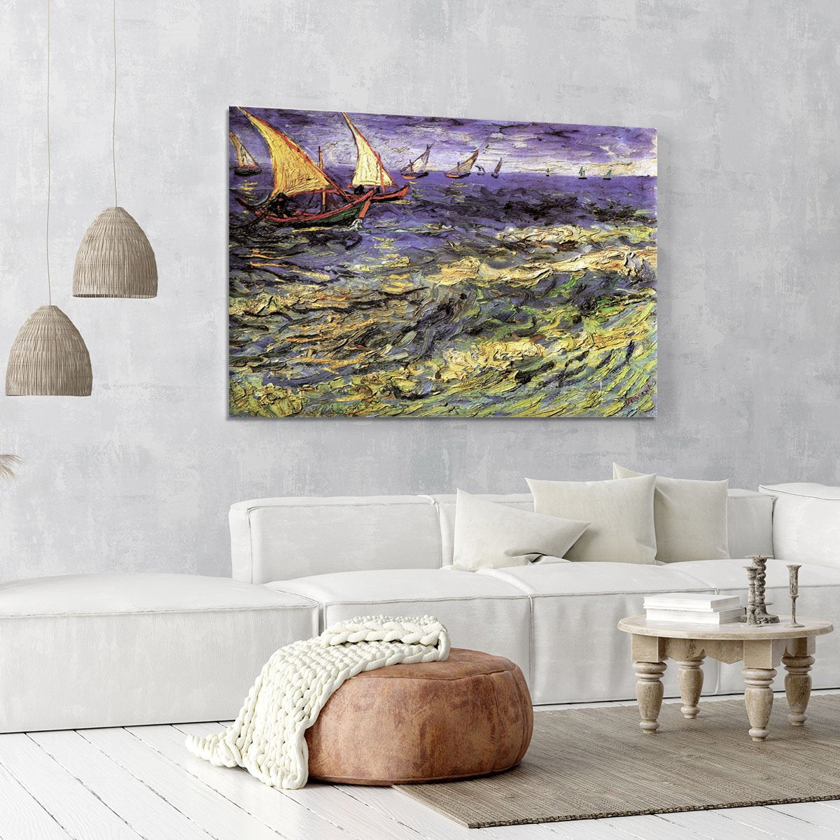 Seascape at Saintes-Maries by Van Gogh Canvas Print or Poster