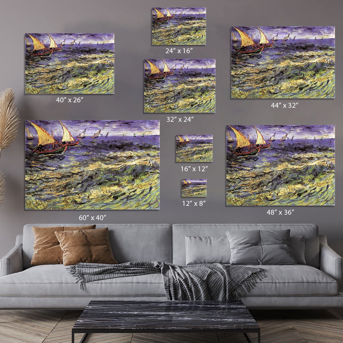 Seascape at Saintes-Maries by Van Gogh Canvas Print or Poster