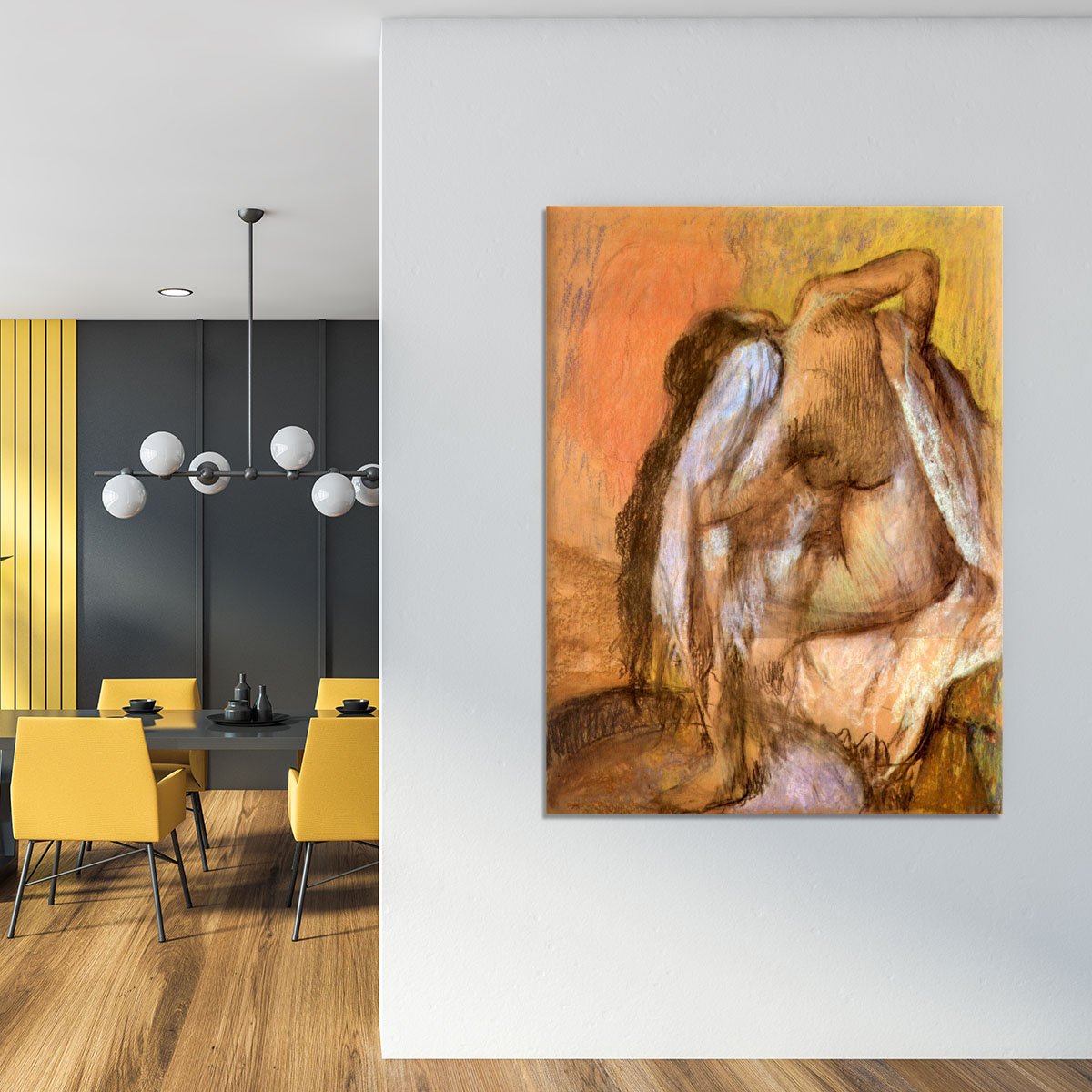 Seated female nude drying neck and back by Degas Canvas Print or Poster