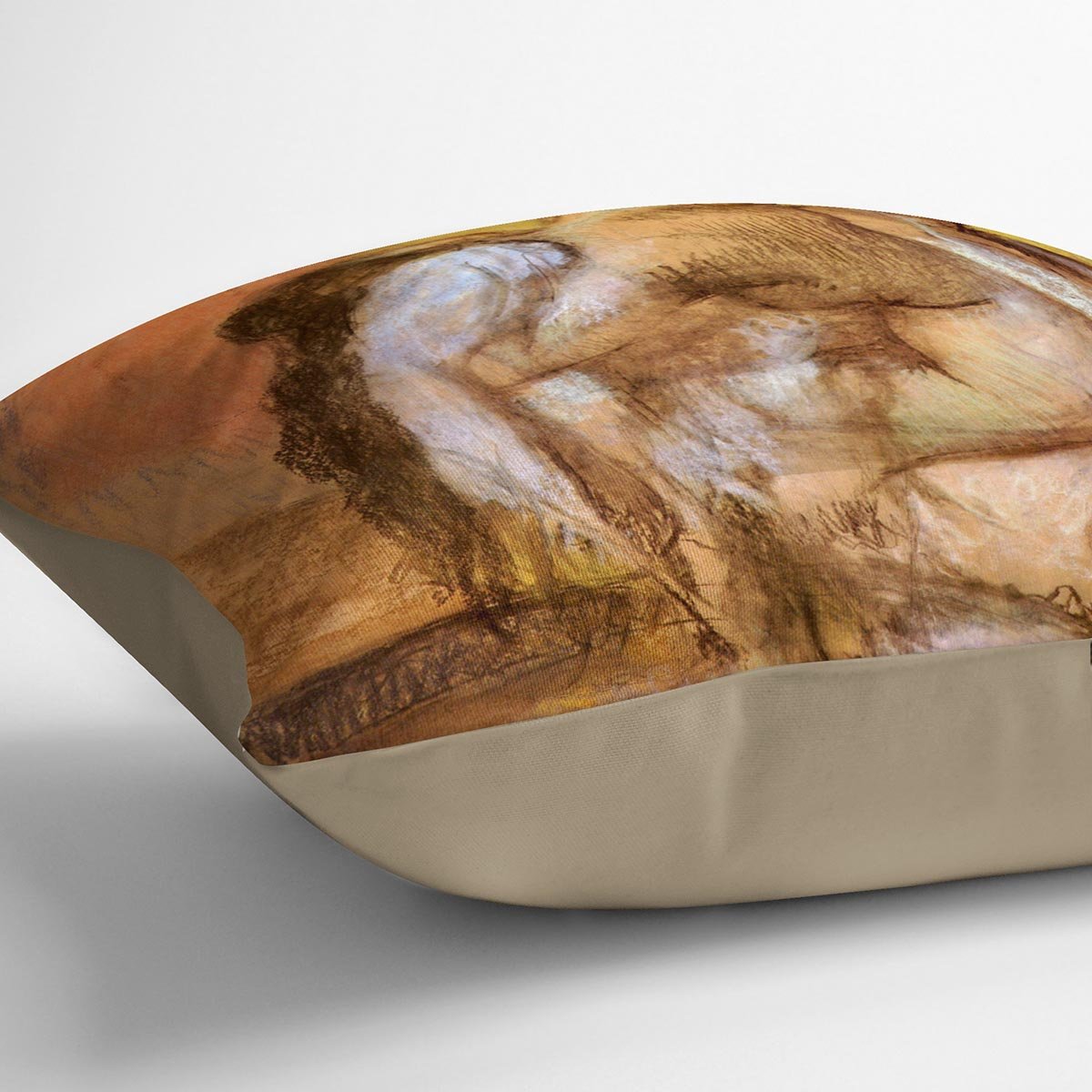 Seated female nude drying neck and back by Degas Cushion