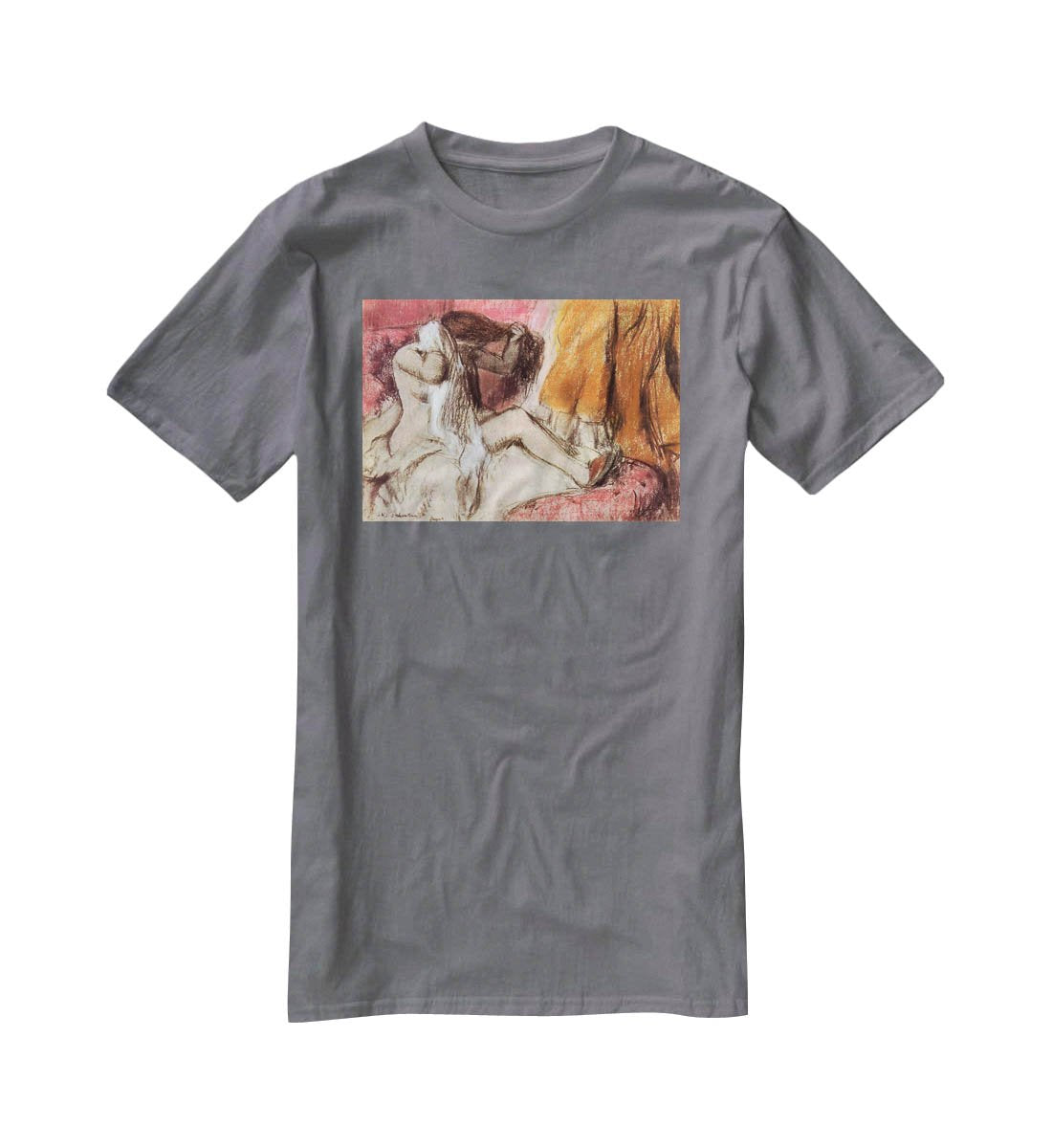 Seated female nude on a chaise lounge by Degas T-Shirt - Canvas Art Rocks - 3