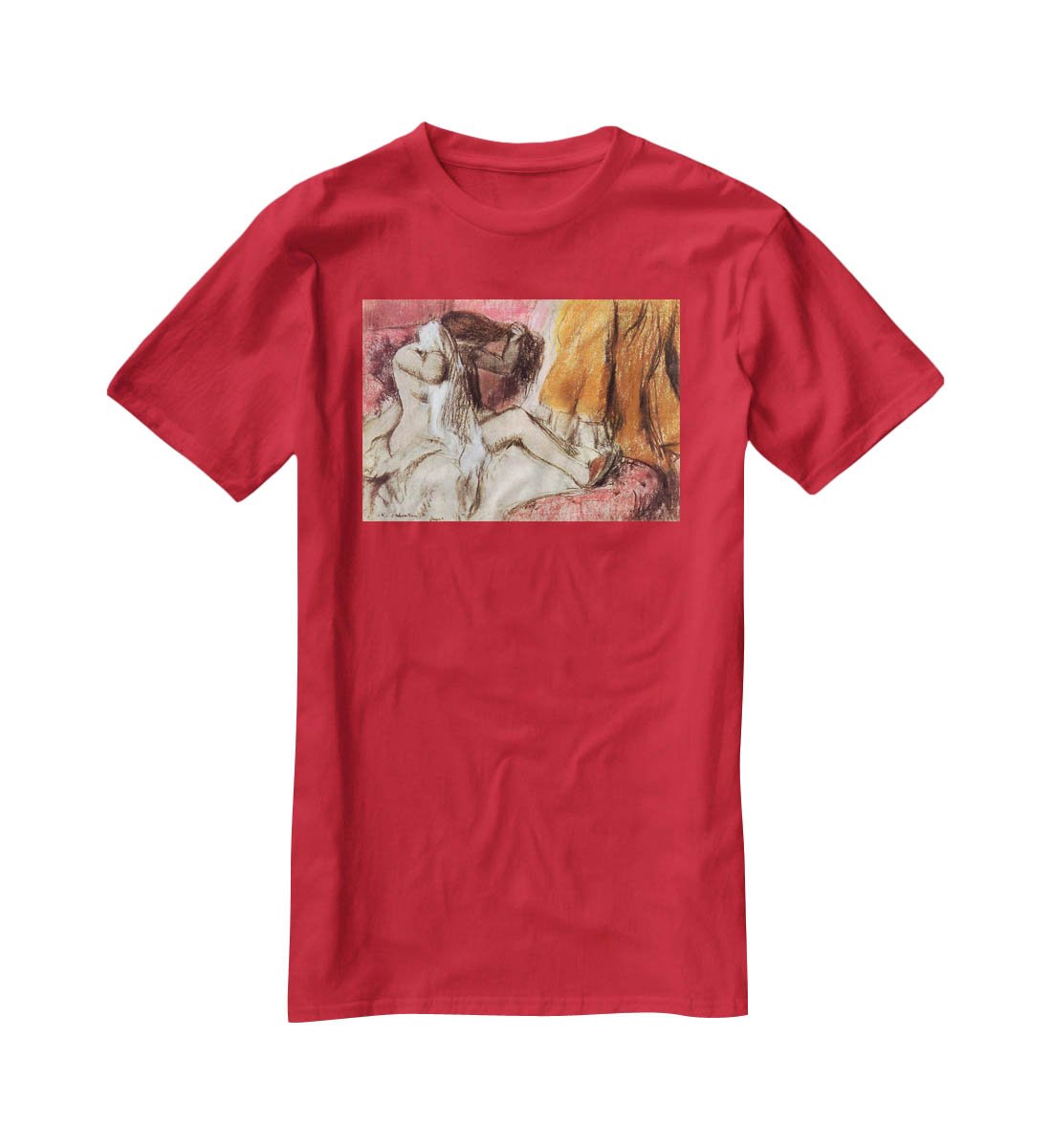 Seated female nude on a chaise lounge by Degas T-Shirt - Canvas Art Rocks - 4