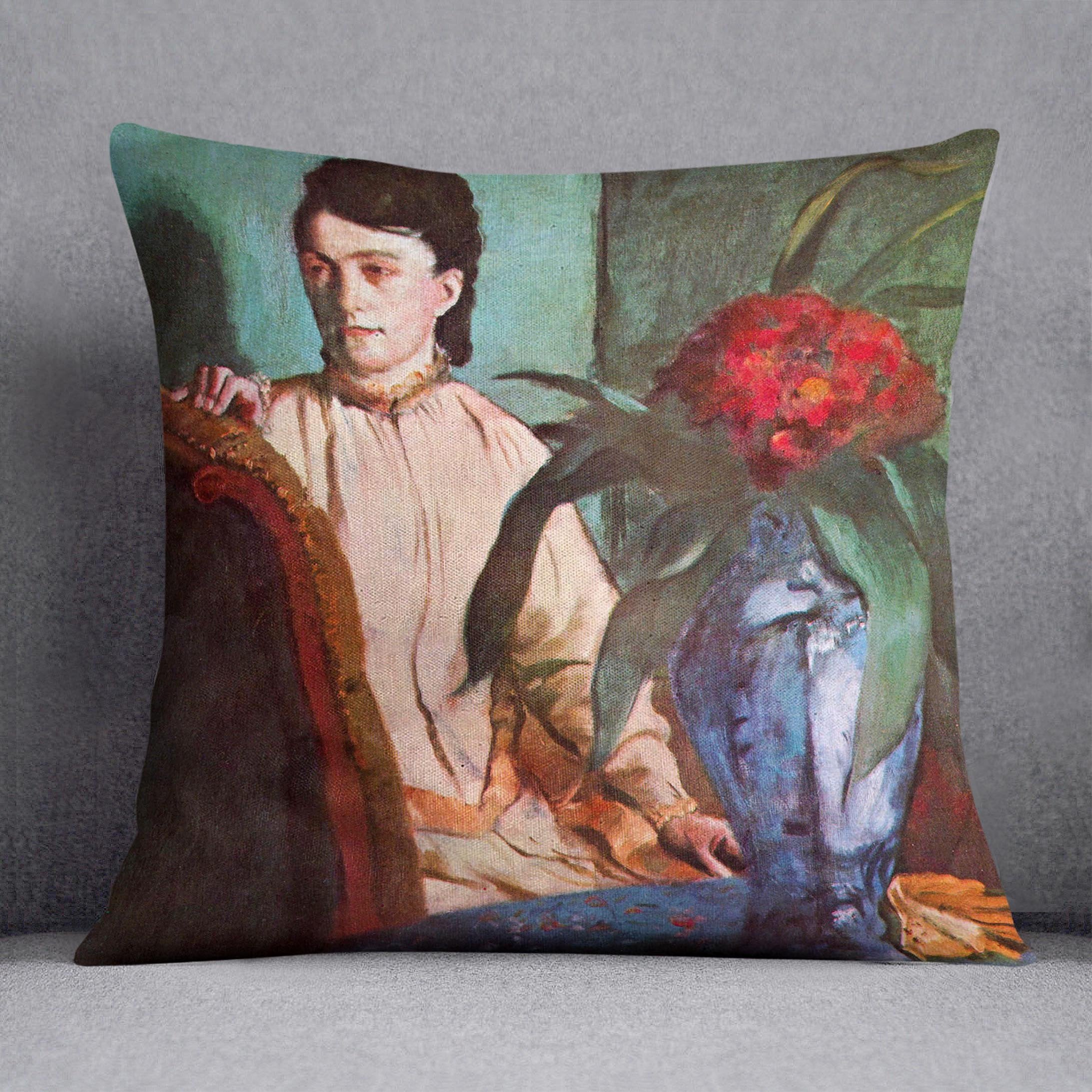 Seated woman by Degas Cushion