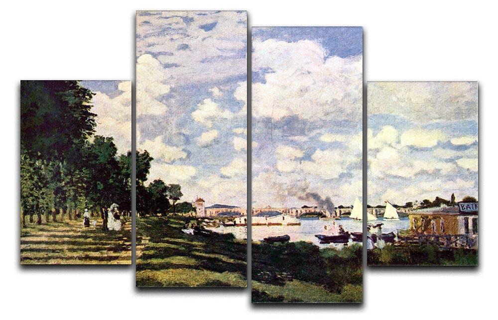 Seine basin near Argenteuil by Monet 4 Split Panel Canvas  - Canvas Art Rocks - 1
