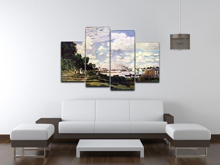 Seine basin near Argenteuil by Monet 4 Split Panel Canvas - Canvas Art Rocks - 3