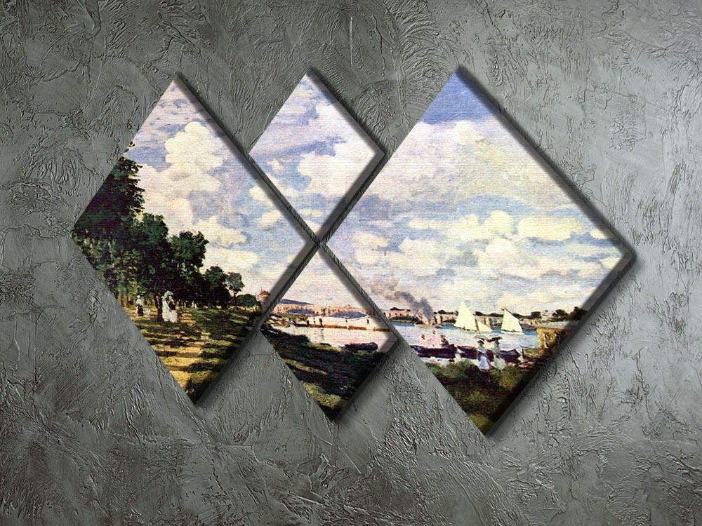 Seine basin near Argenteuil by Monet 4 Square Multi Panel Canvas - Canvas Art Rocks - 2