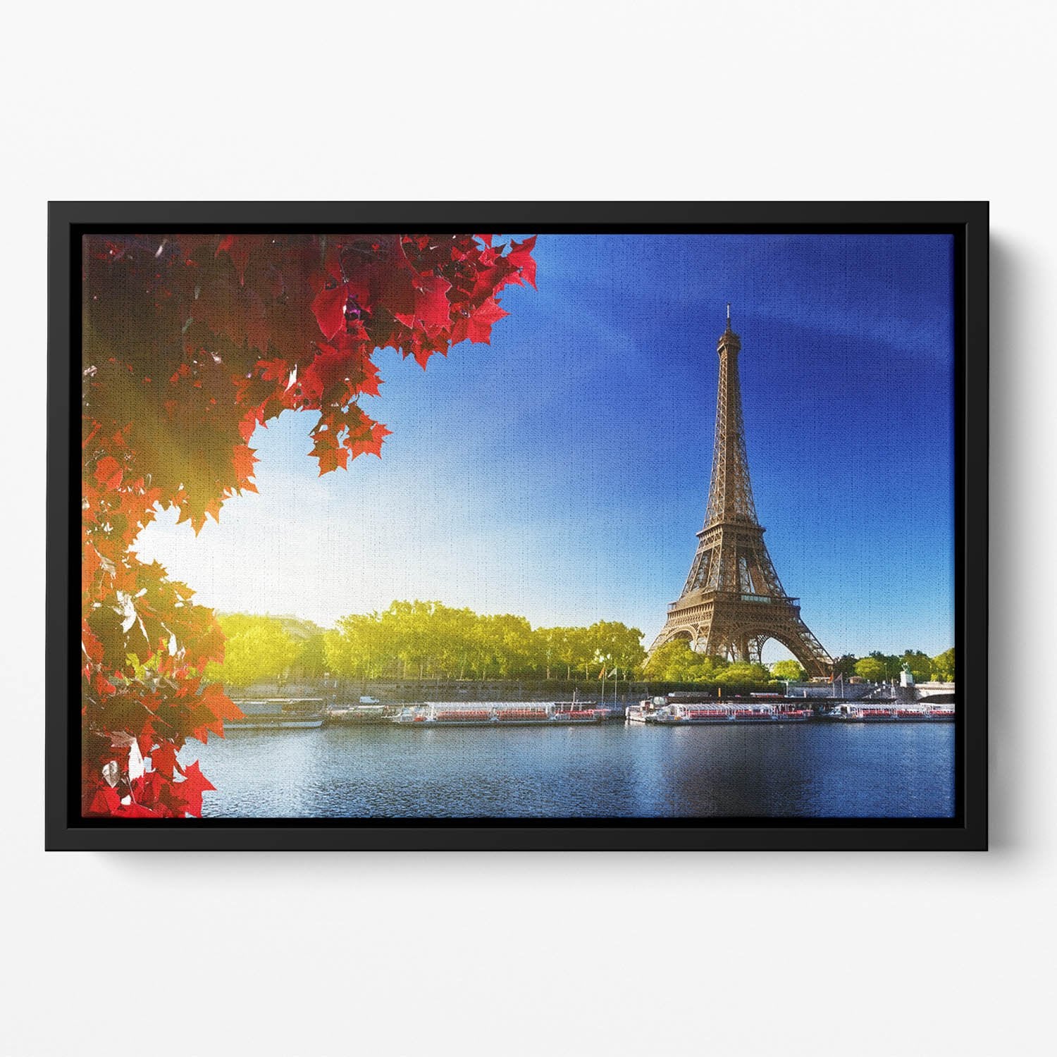 Seine in Paris with Eiffel tower Floating Framed Canvas