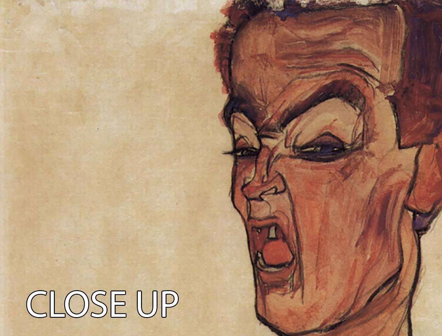 Self-Portrait a grimace scissoring by Egon Schiele 3 Split Panel Canvas Print - Canvas Art Rocks - 3