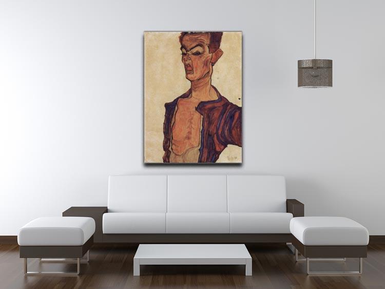 Self-Portrait a grimace scissoring by Egon Schiele Canvas Print or Poster - Canvas Art Rocks - 4