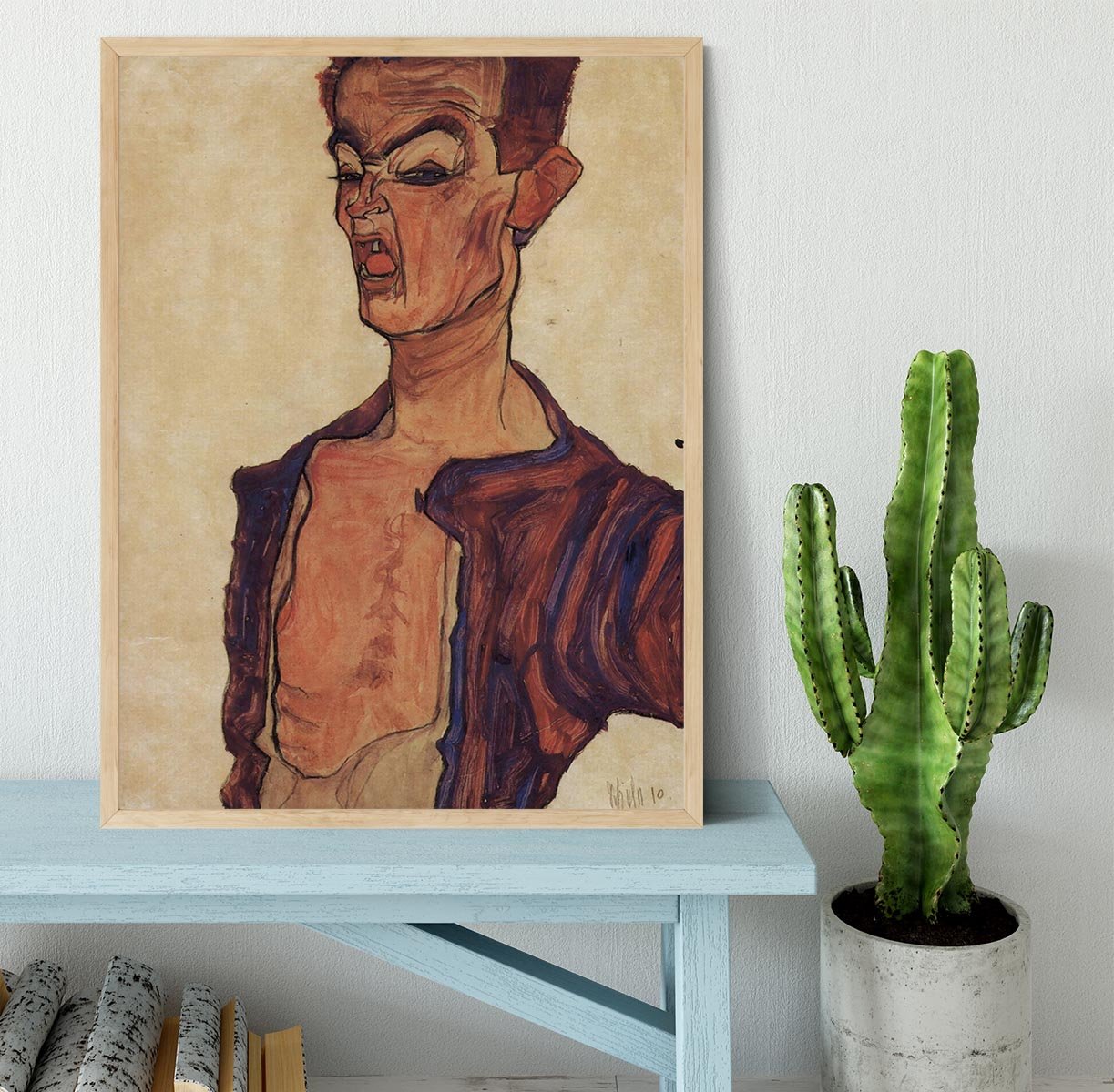 Self-Portrait a grimace scissoring by Egon Schiele Framed Print - Canvas Art Rocks - 4