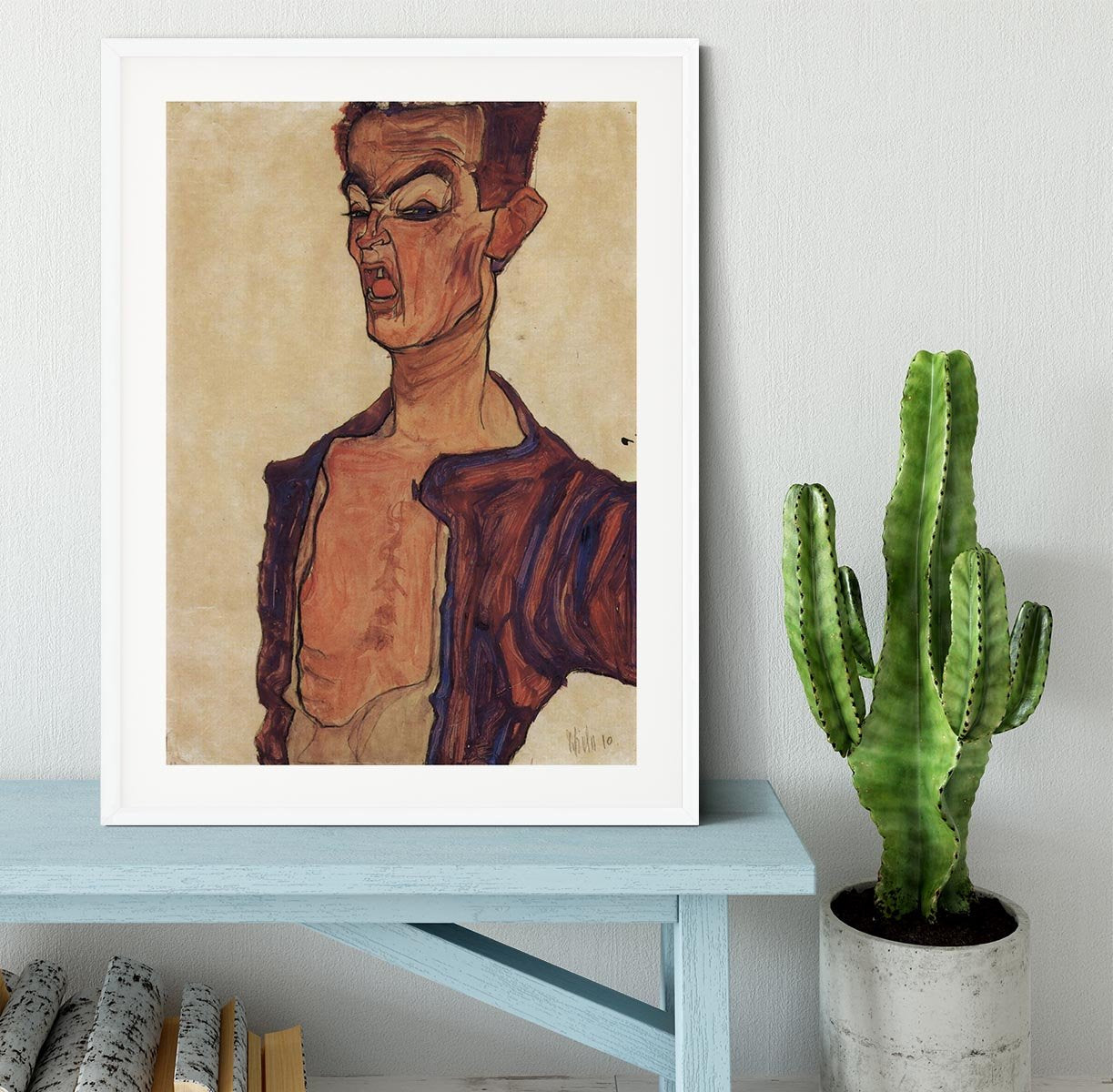 Self-Portrait a grimace scissoring by Egon Schiele Framed Print - Canvas Art Rocks - 5