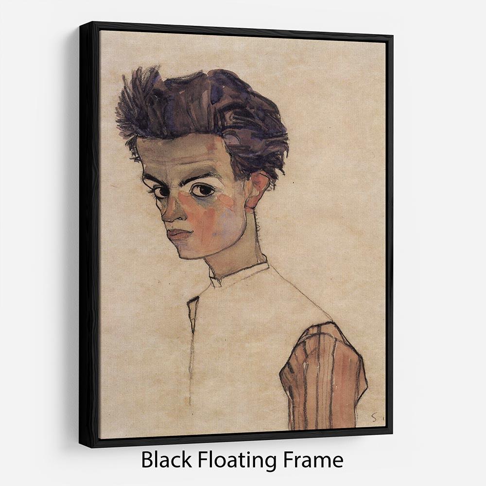 Self-Portrait by Egon Schiele Floating Frame Canvas - Canvas Art Rocks - 1