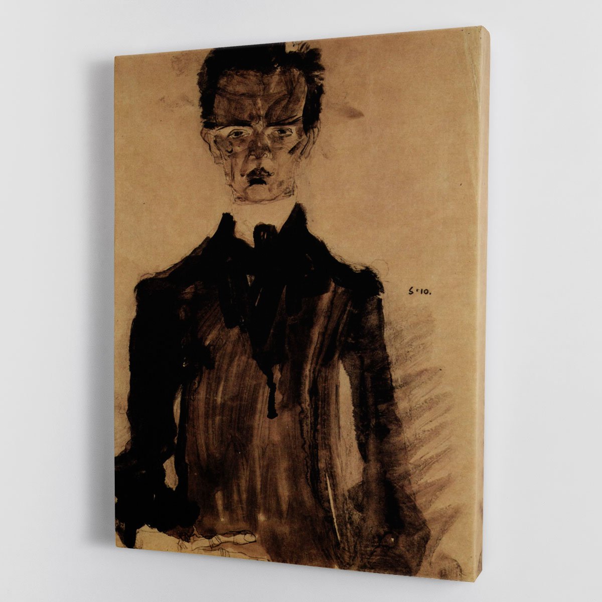 Self-Portrait in a black robe by Egon Schiele Canvas Print or Poster