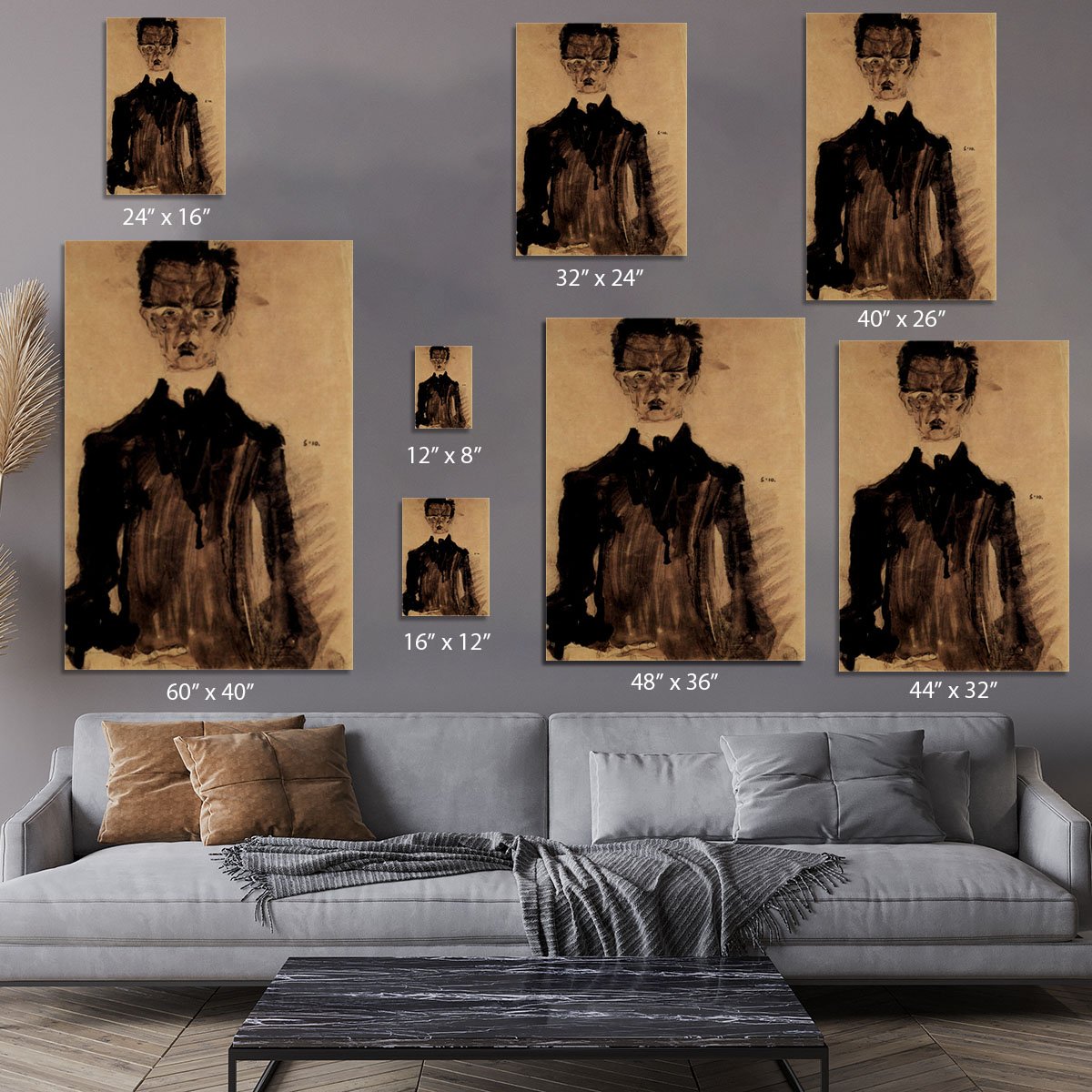 Self-Portrait in a black robe by Egon Schiele Canvas Print or Poster