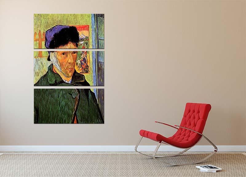 Self-Portrait with Bandaged Ear by Van Gogh 3 Split Panel Canvas Print - Canvas Art Rocks - 2