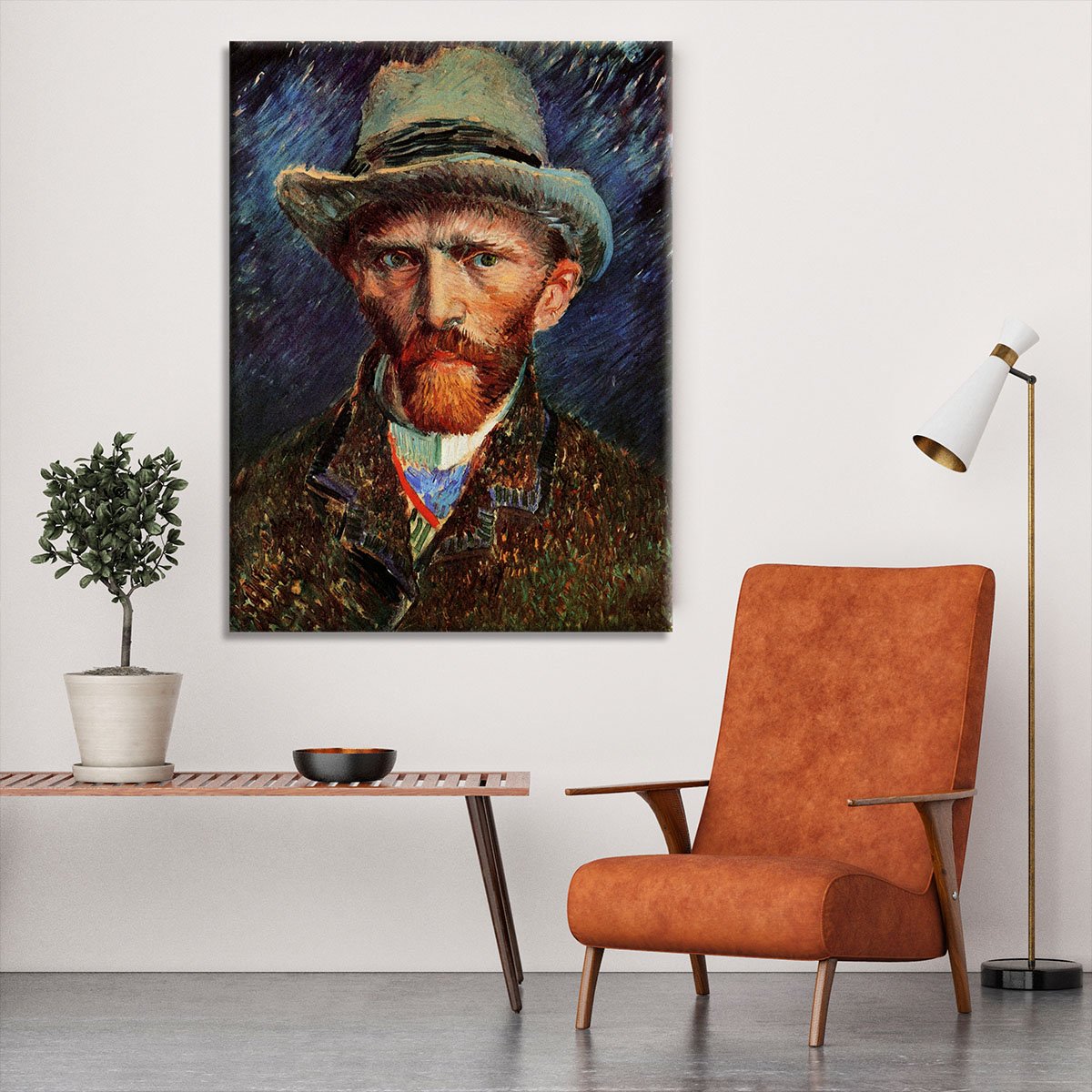 Self-Portrait with Grey Felt Hat by Van Gogh Canvas Print or Poster