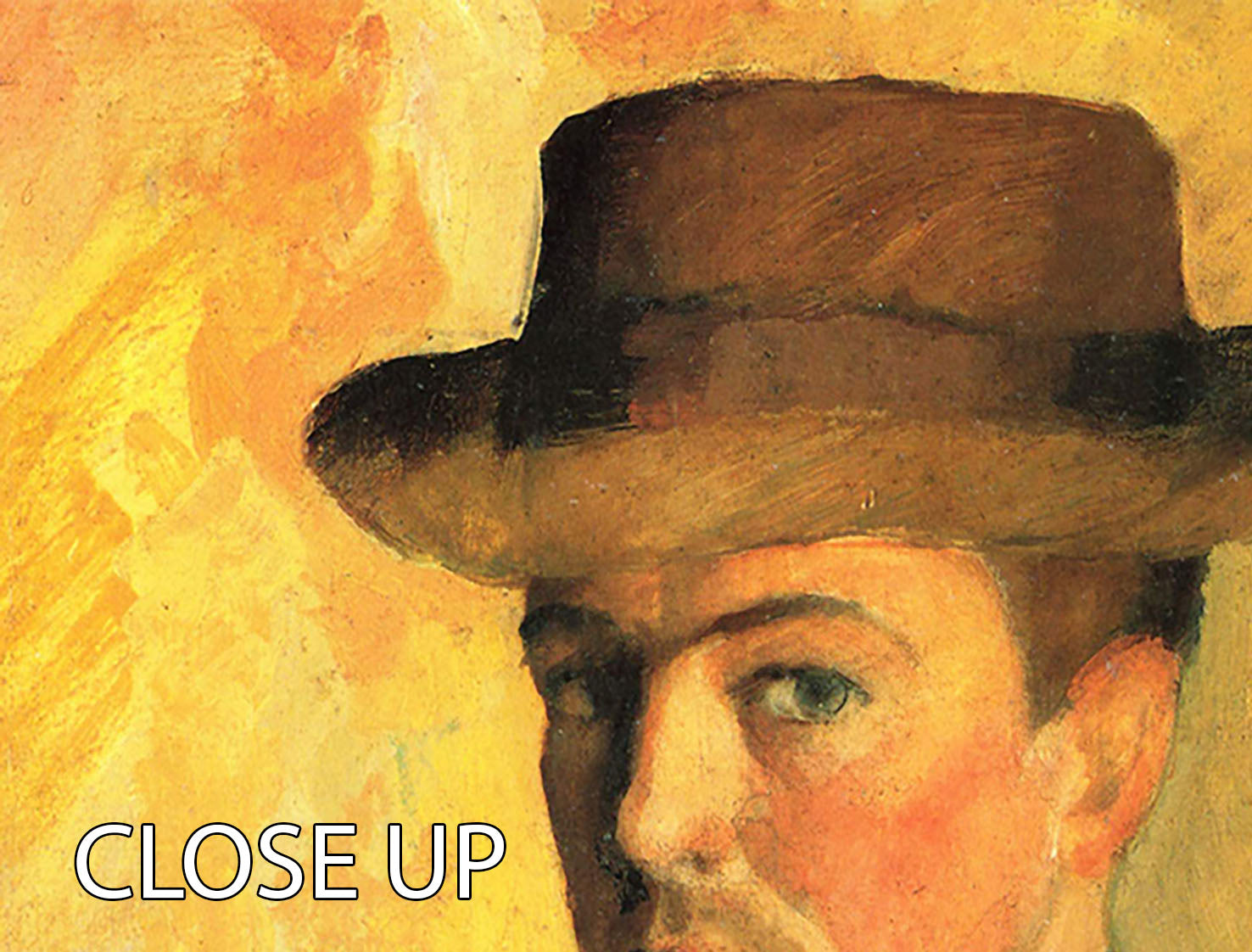 Self-Portrait with Hat by Macke 3 Split Panel Canvas Print - Canvas Art Rocks - 3