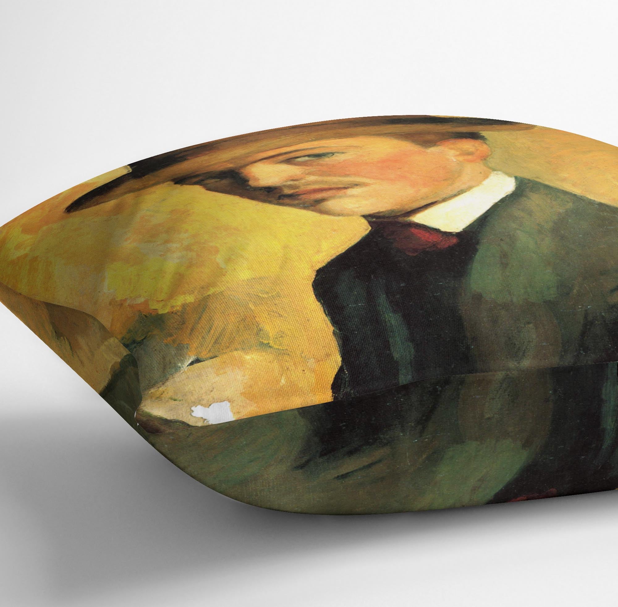 Self-Portrait with Hat by Macke Cushion - Canvas Art Rocks - 3