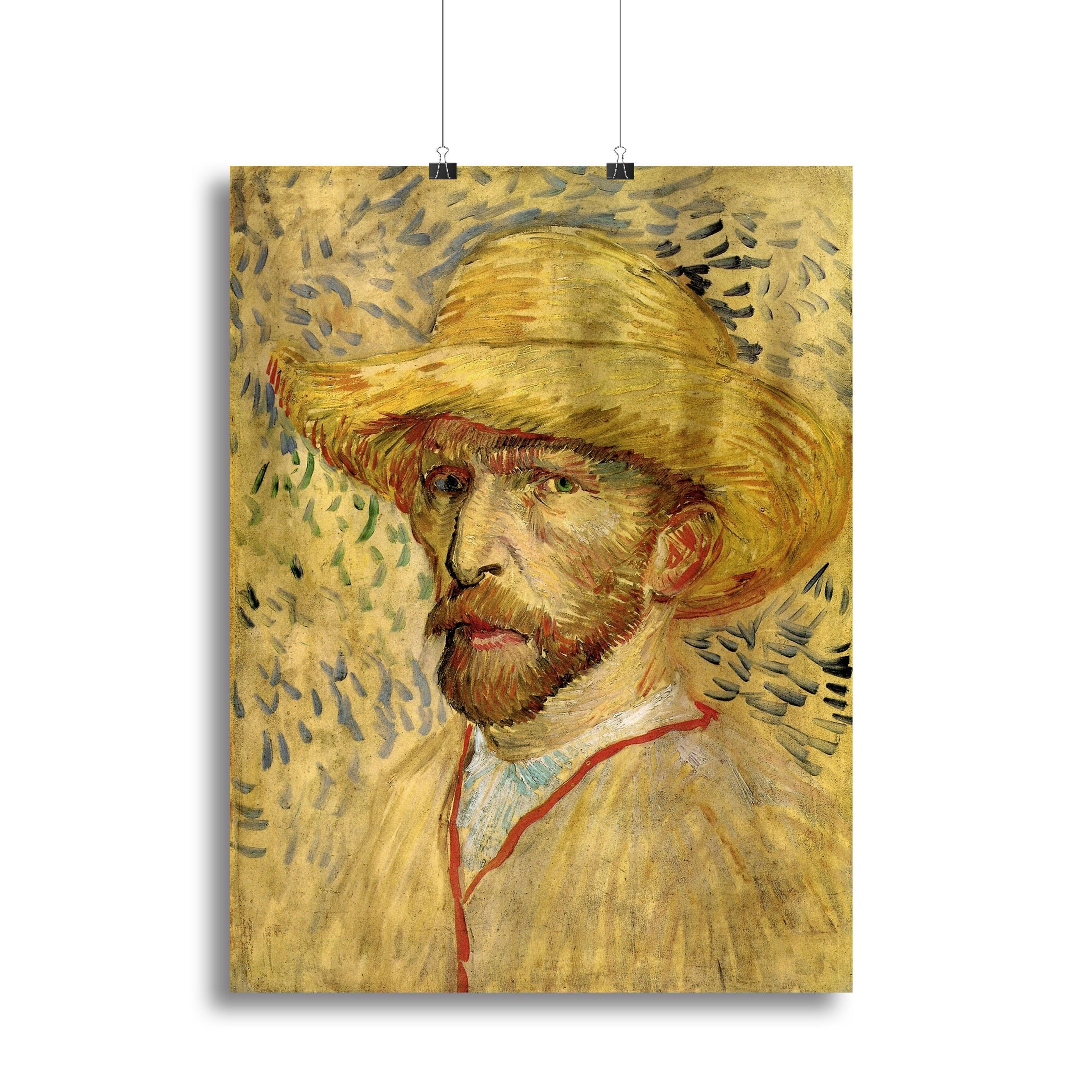 Self-Portrait with Straw Hat 2 by Van Gogh Canvas Print or Poster