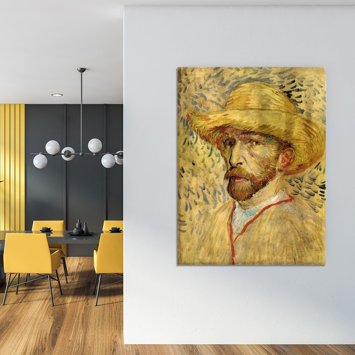 Self-Portrait with Straw Hat 2 by Van Gogh Canvas Print or Poster