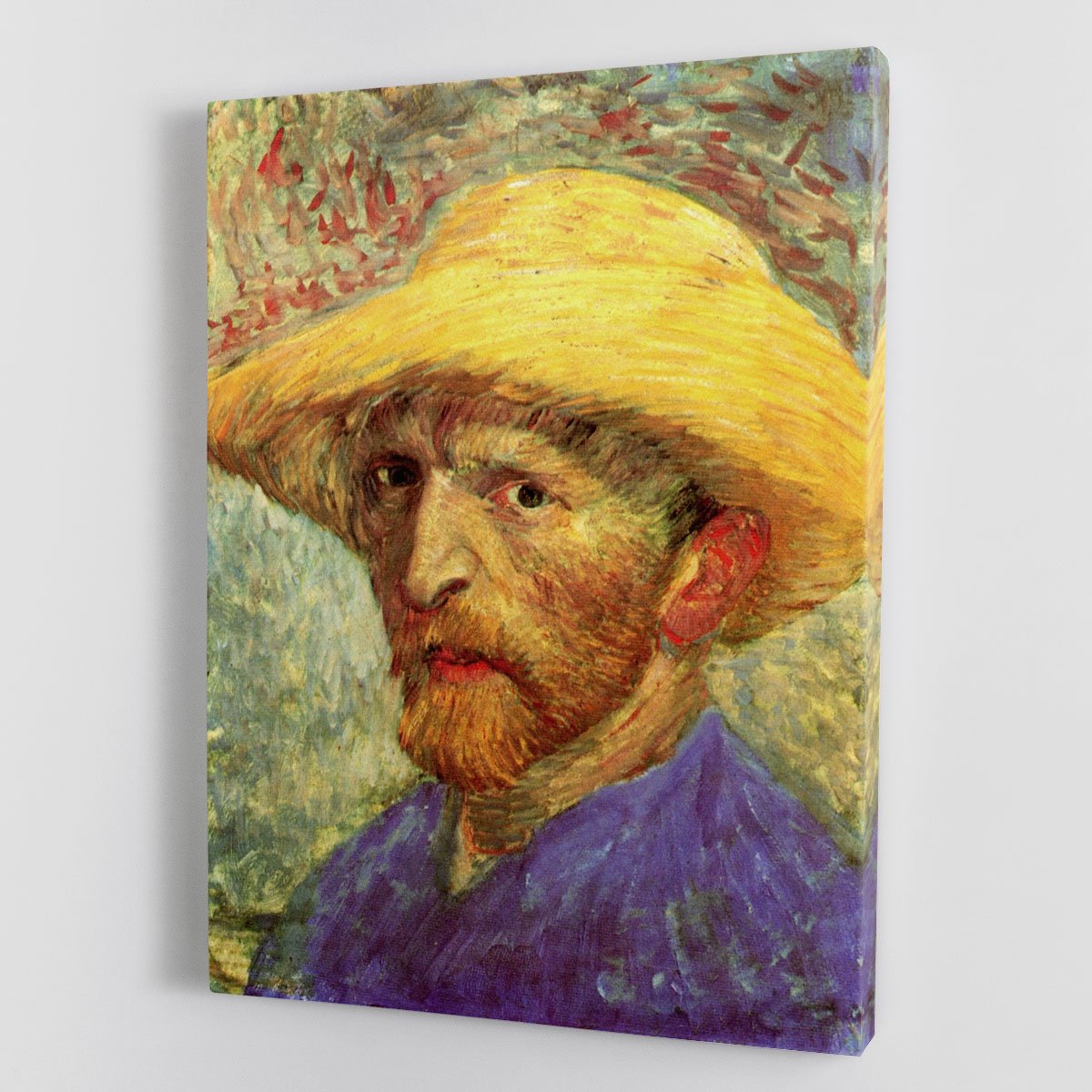 Self-Portrait with Straw Hat 3 by Van Gogh Canvas Print or Poster