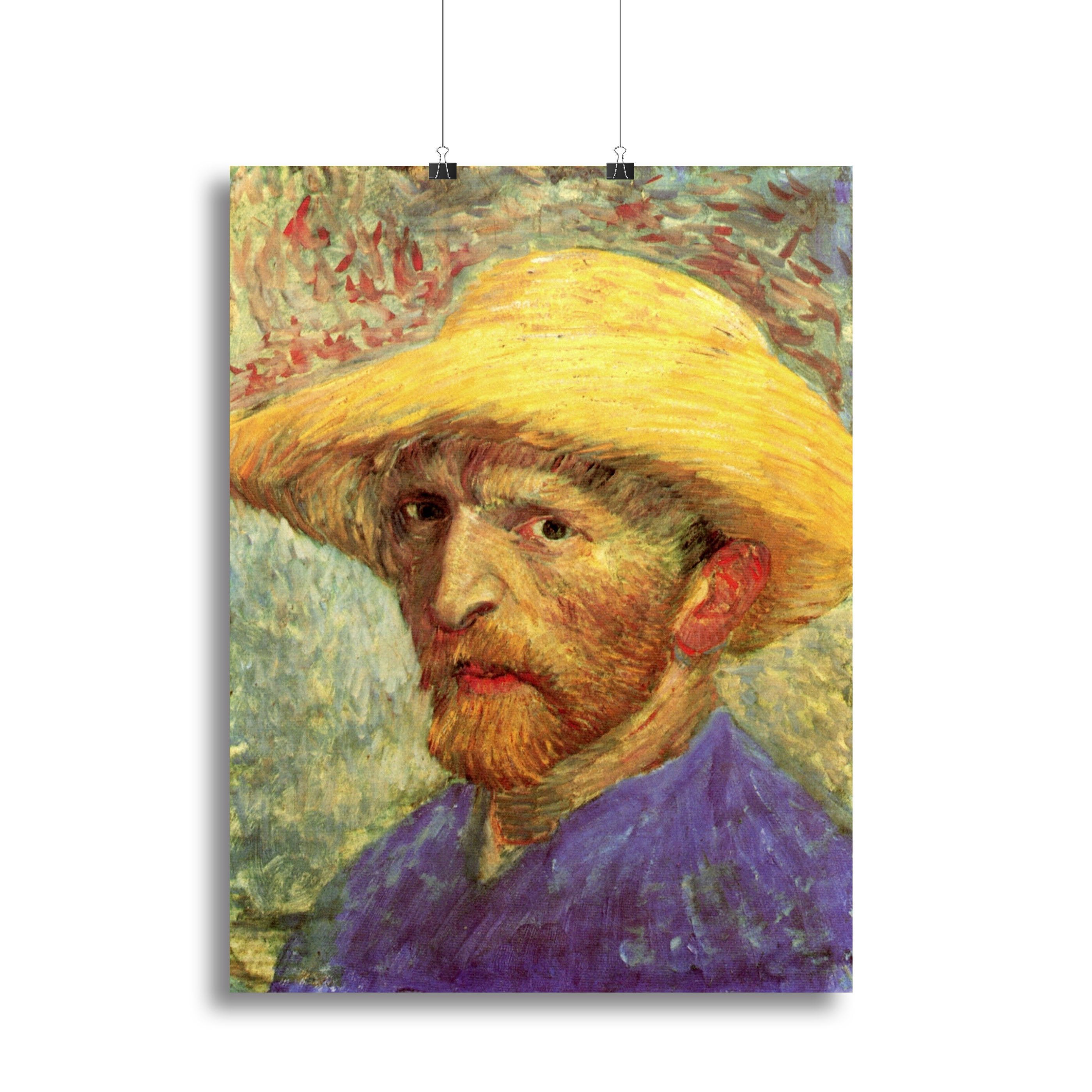 Self-Portrait with Straw Hat 3 by Van Gogh Canvas Print or Poster