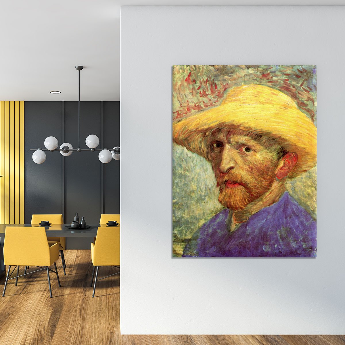 Self-Portrait with Straw Hat 3 by Van Gogh Canvas Print or Poster