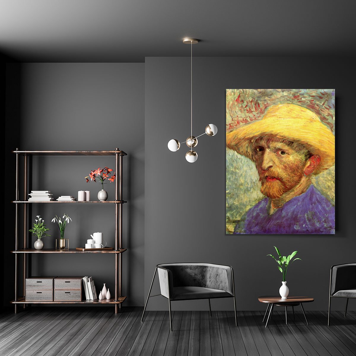 Self-Portrait with Straw Hat 3 by Van Gogh Canvas Print or Poster