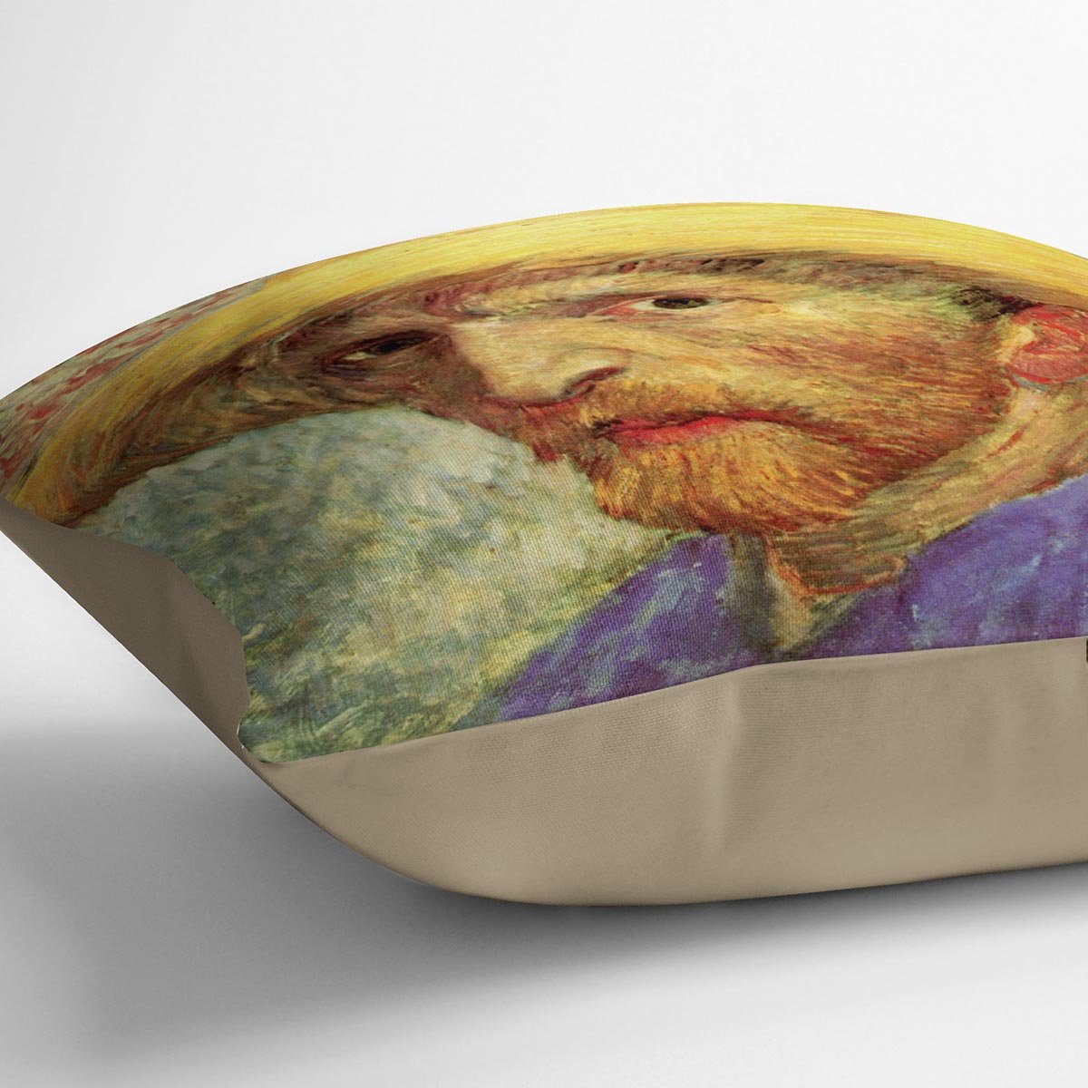 Self-Portrait with Straw Hat 3 by Van Gogh Throw Pillow