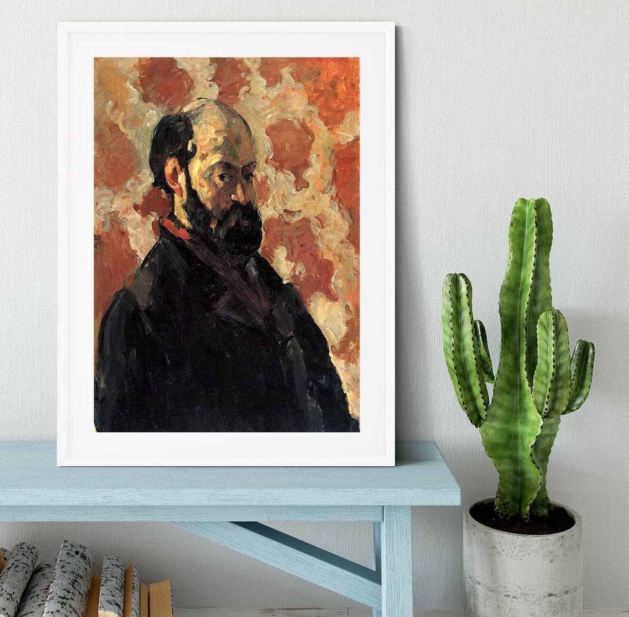 Self-portrait before Rose Background by Cezanne Framed Print - Canvas Art Rocks - 5