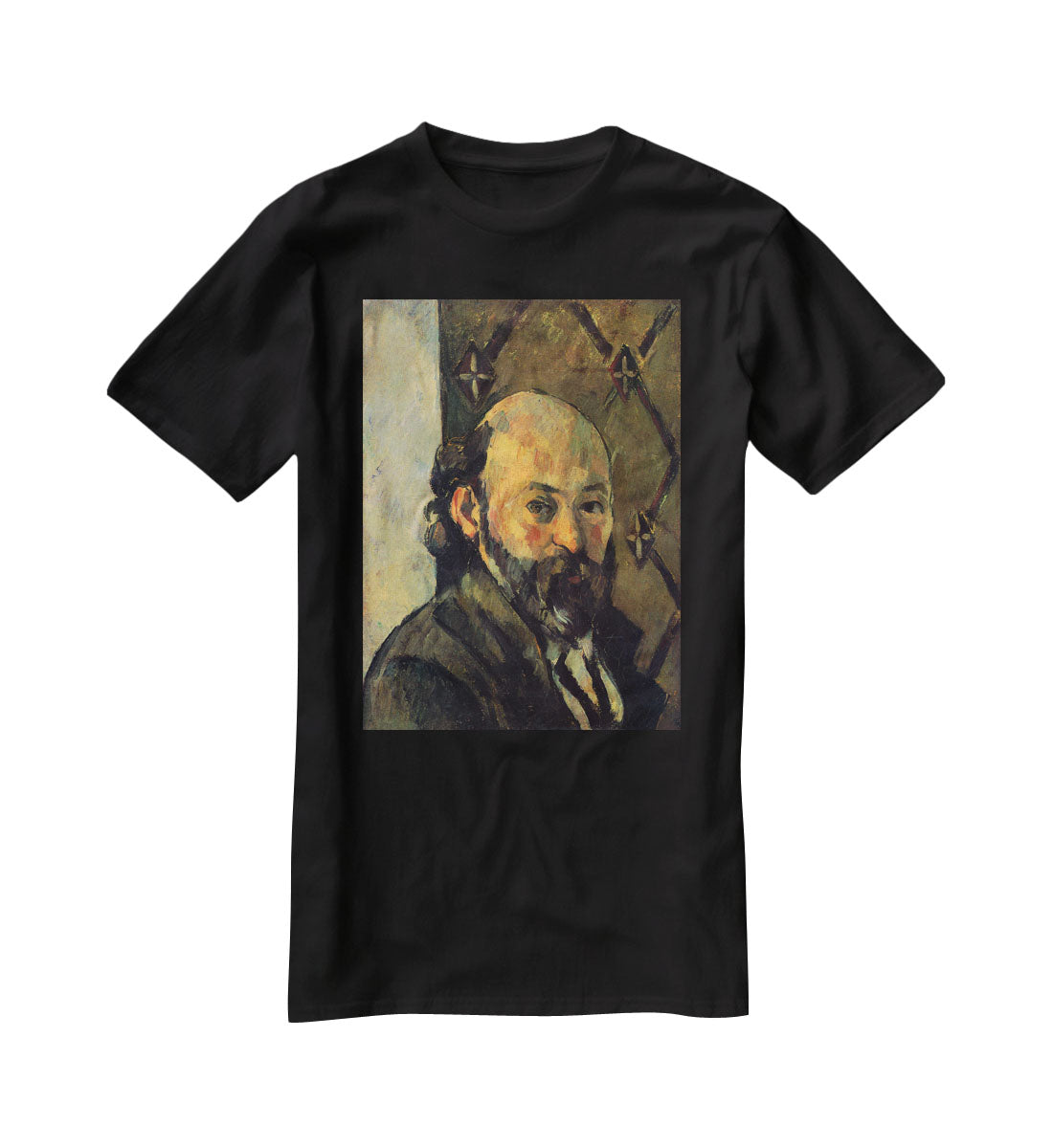 Self-portrait in front of wallpaper by Cezanne T-Shirt - Canvas Art Rocks - 1