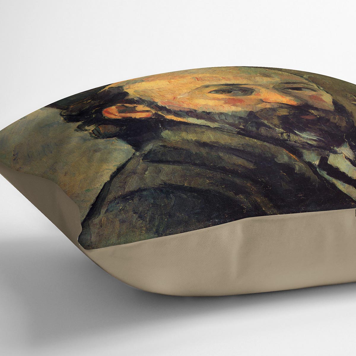 Self-portrait in front of wallpaper by Cezanne Cushion - Canvas Art Rocks - 2