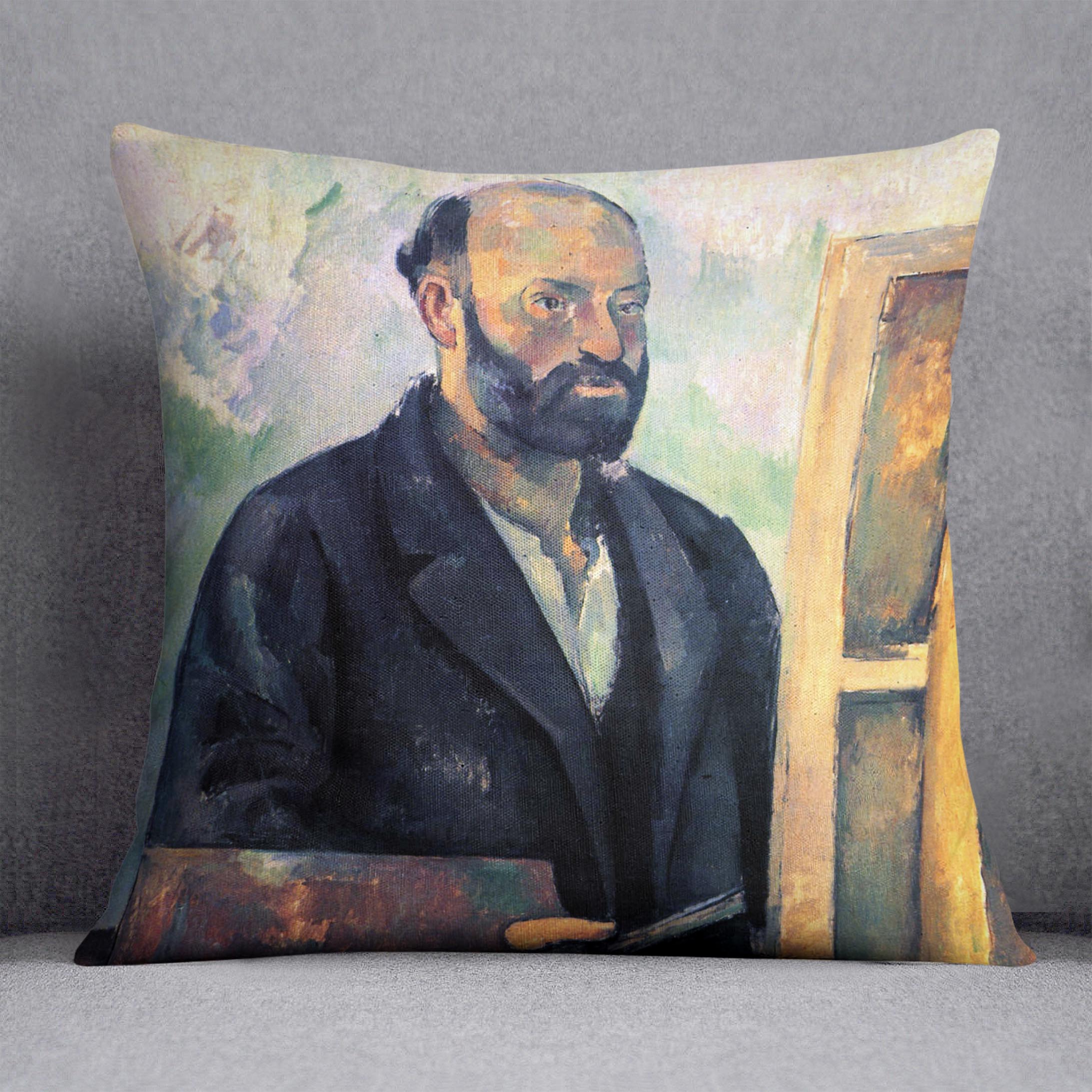 Self-portrait with Pallette by Cezanne Cushion - Canvas Art Rocks - 1