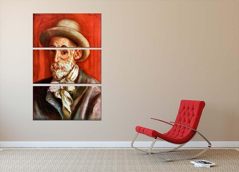 Self Portrait 1910 by Renoir 3 Split Panel Canvas Print - Canvas Art Rocks - 2