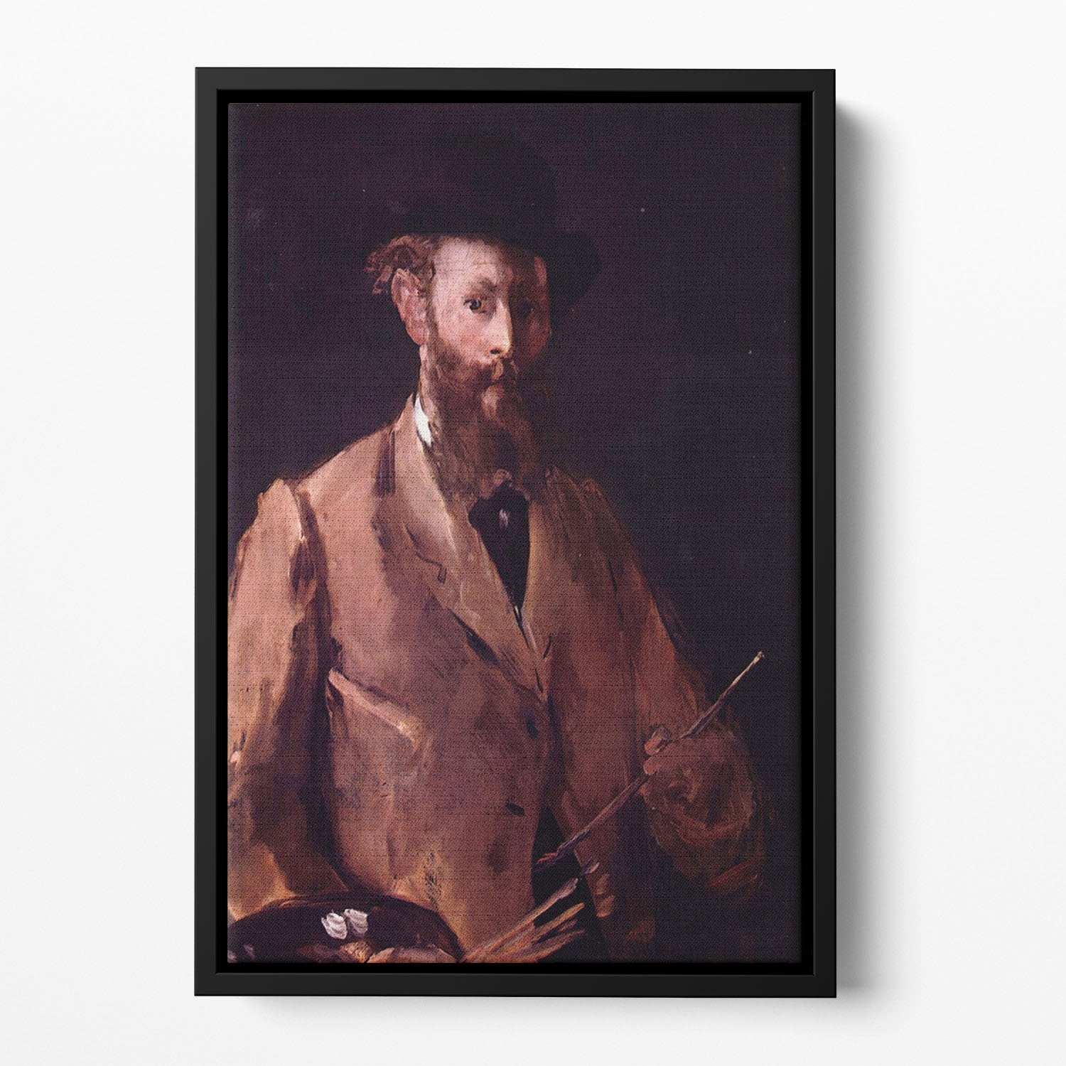Self Portrait with Pallette by Manet Floating Framed Canvas