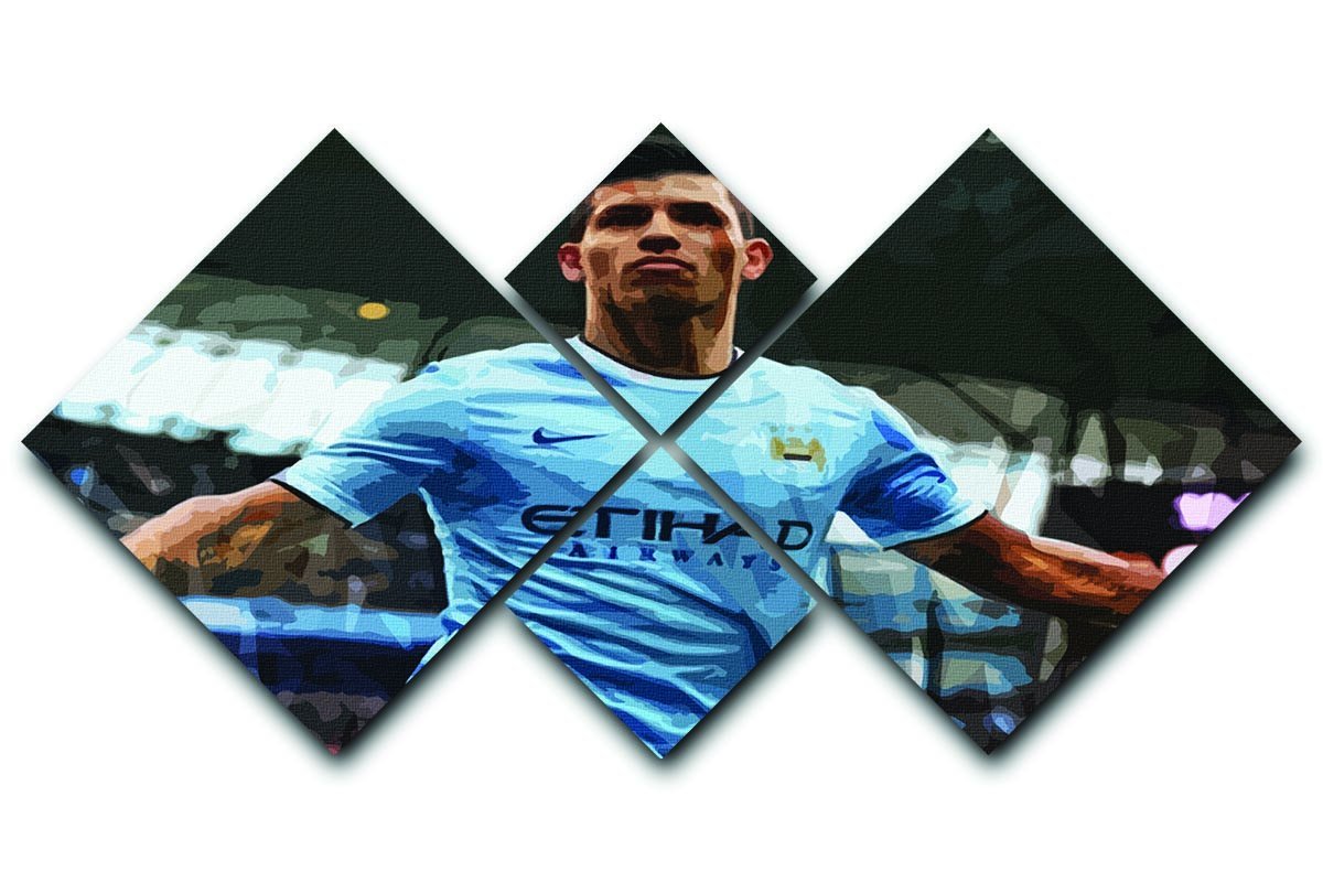 Sergio Aguero Manchester City 4 Square Multi Panel Canvas  - Canvas Art Rocks - 1