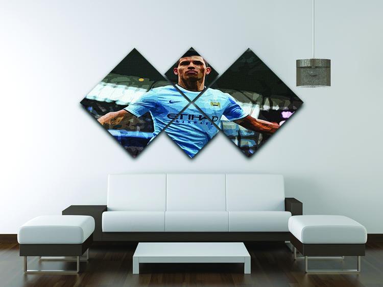 Sergio Aguero Manchester City 4 Square Multi Panel Canvas - Canvas Art Rocks - 3