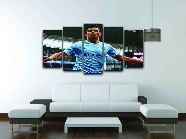 Sergio Aguero Manchester City 5 Split Panel Canvas - Canvas Art Rocks - 3