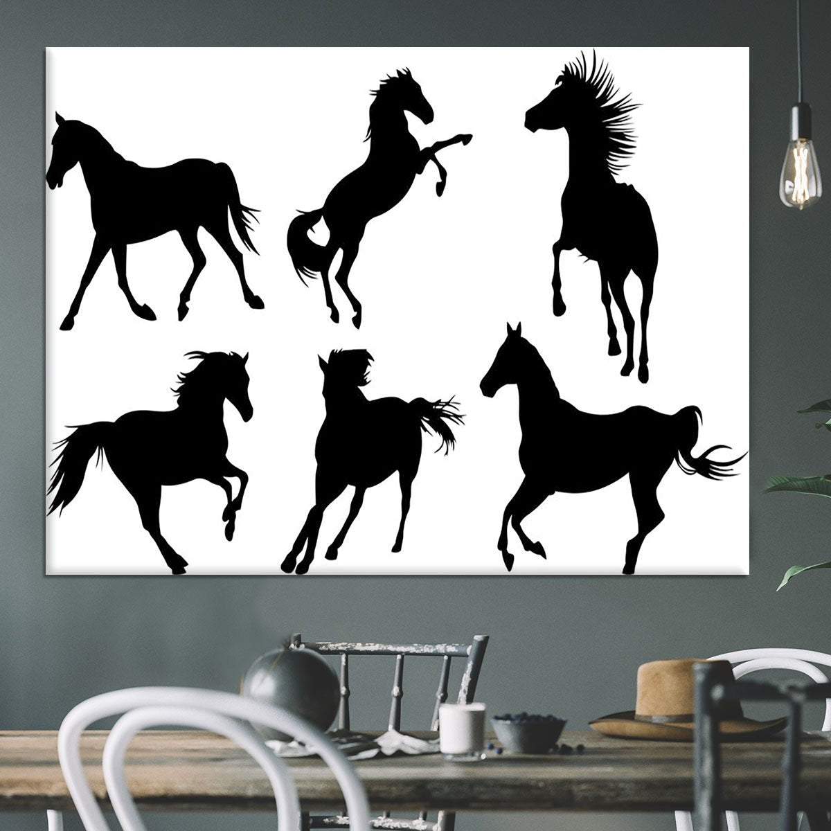 Set of horse silhouette collection Canvas Print or Poster